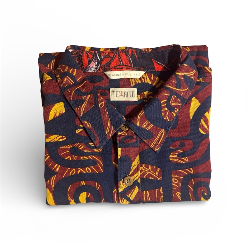 Te Aito Tahiti Polynesian Tribal Button Up Shirt XL